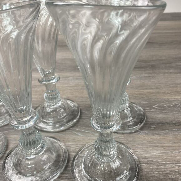 (8) Vintage Tall Colonial Ribbed Drinking Glass Hand Blown Unbranded 7 1/2 - Picture 2 of 9